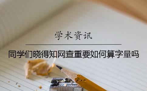 同学们晓得知网查重要如何算字量吗？