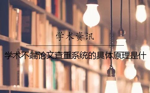 学术不端论文查重系统的具体原理是什么？